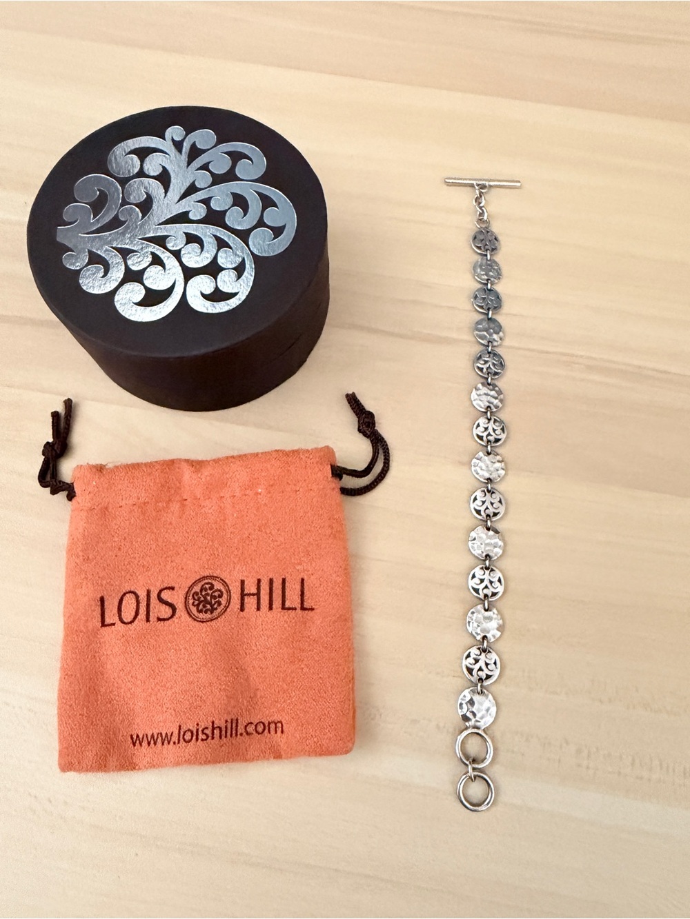 Lois Hill Orbital Hammered & Scroll Disc Bracelet